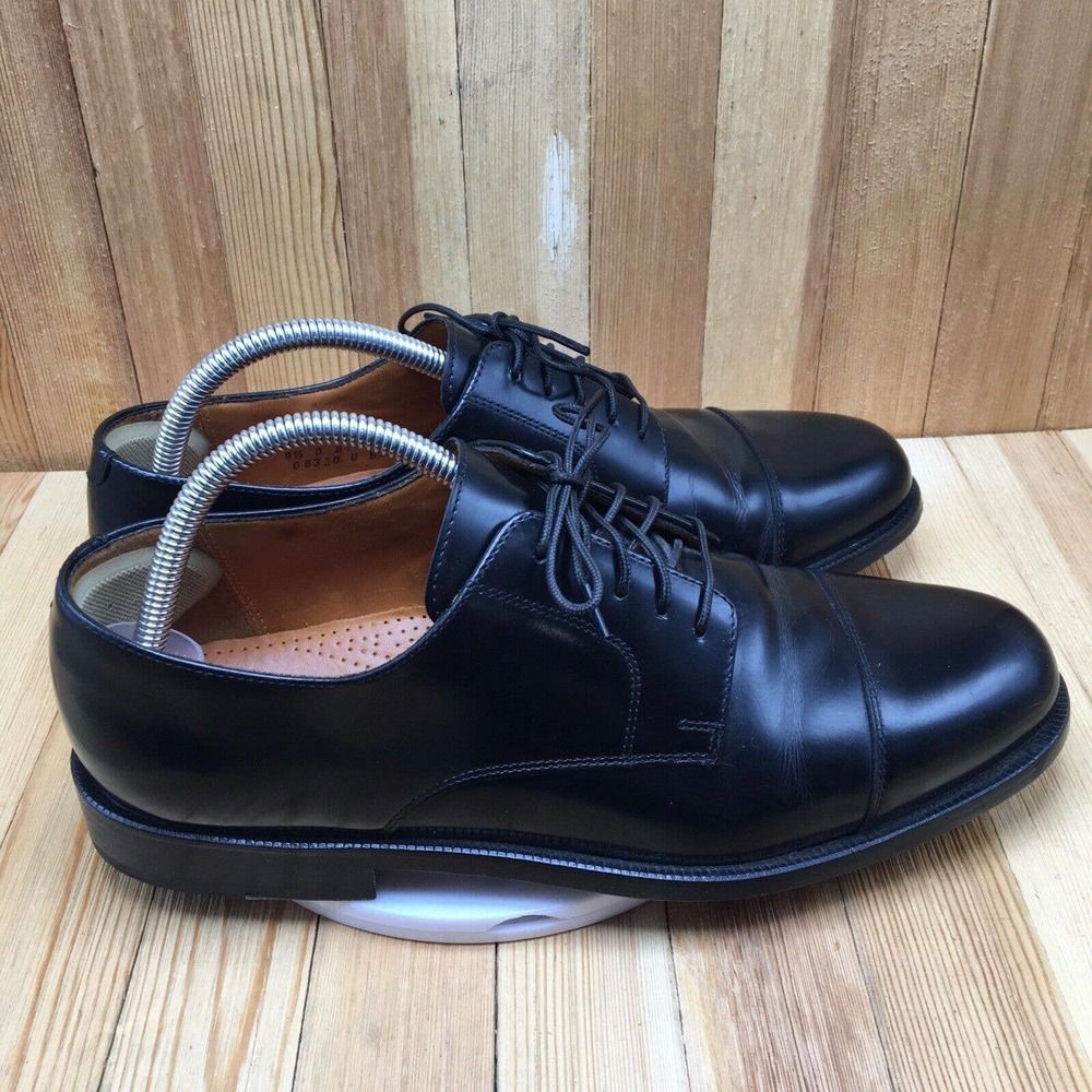 Cole Haan Black Leather Cap-Toe Oxfords